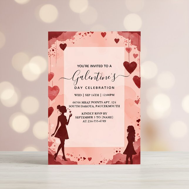 Invitation Amour Mignonne Femme Ado Fille Galentines Jour Fêt (Créateur téléchargé)