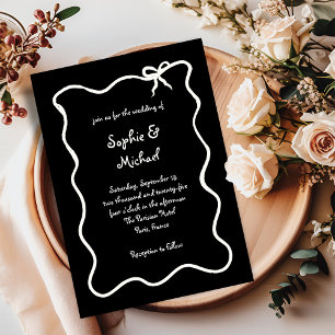 Invitation Amour noir   Mariage français illustré