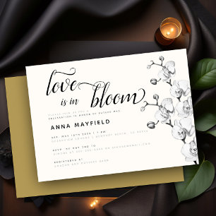 Invitation Amour orchidée blanche noire moderne dans la nupti