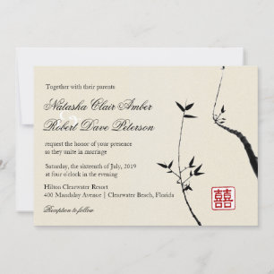 Invitation Amour oriental en bambou / Mariage asiatique chino