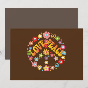 Invitation AMOUR PAIX LIBERTÉ 60s 70s Tie Dye Vintage Hippie