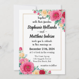 Invitation Amour, passion et engagement rose en Mariage -