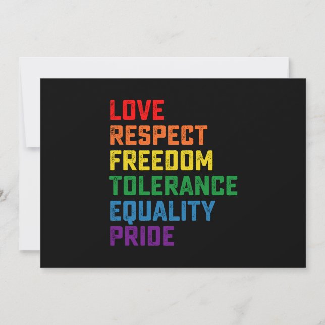 Invitation Amour Respect Liberté Tolérance Égalité Fierté (Devant)