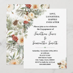 Invitation Amour Rire Heureusement Fiançailles Floral Hiver