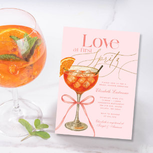 Invitation Amour Rose à Premier Spritz à la Fête de Fiançaill