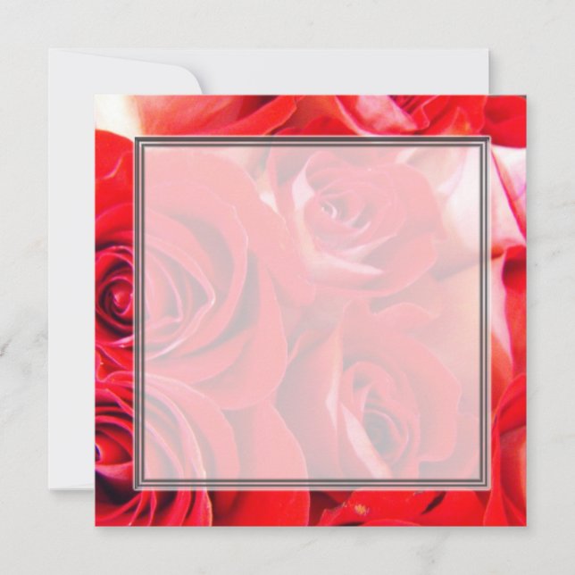 Invitation Amour rose rouge fleurs mariage blanc, fête, (Devant)