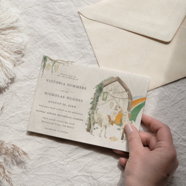 Invitation Amour sauvage | Boho Macrame Llama Mariage de verd (Créateur téléchargé)