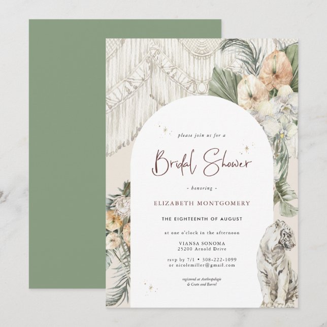 Invitation Amour Sauvage | Réception de Mariage Bohème Macram (Devant / Derrière)