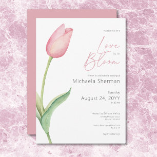 Invitation Amour Tulipe Rose Moderne Dans Douche Fleurie