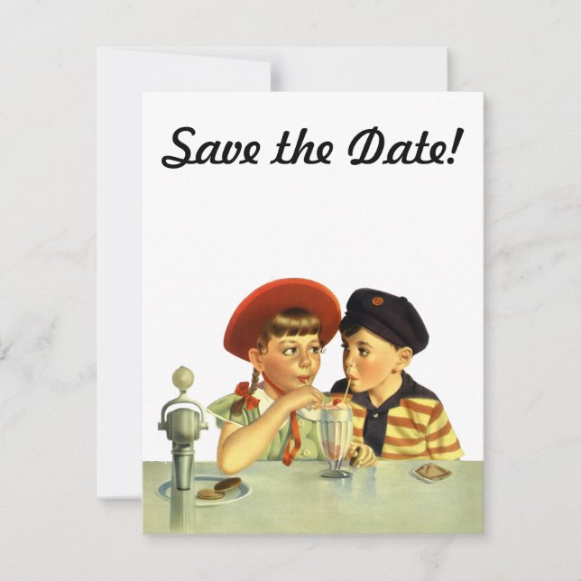 Invitation Amour vintage, Romance, Romantique, Sauvez la date (Devant)
