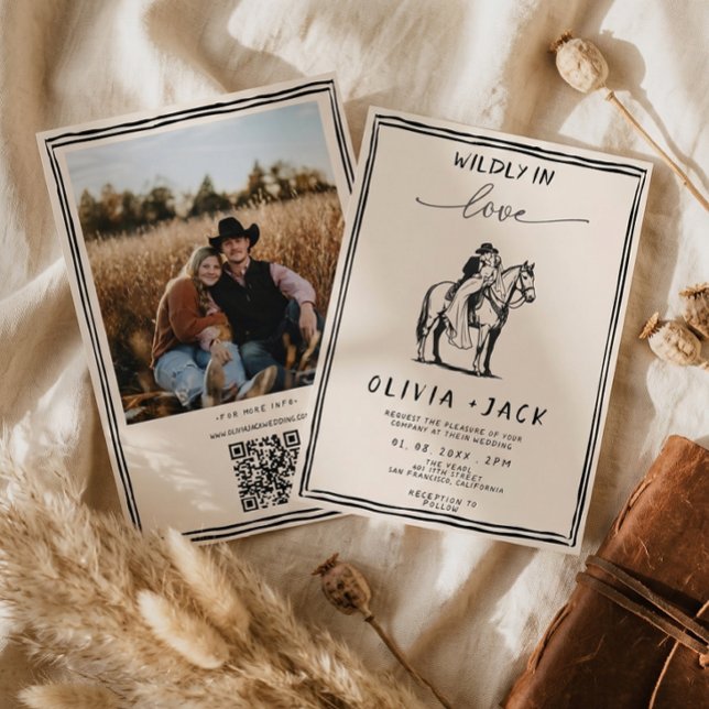 Invitation Amoureusement à l'Ouest Photo QR Code Mariage (Créateur téléchargé)
