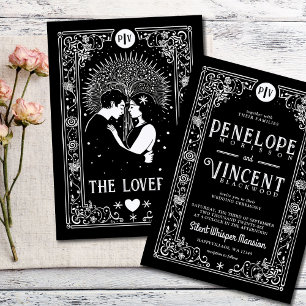 Invitation Amoureux cosmiques   Mariage Tarot