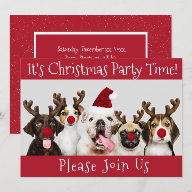 Invitation Amoureux de chien drôle, Noël Fête (Devant / Derrière)
