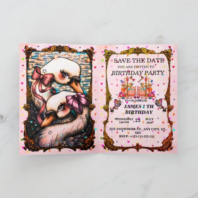 Invitation Amoureux de cygnes (Intérieur)