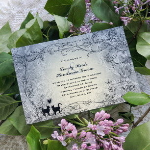 Invitation Amoureux de les chats Ornate Blue Vintage Wedding