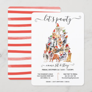 Invitation Amoureux de les chiens Noël Arbre de Pawty Invitat