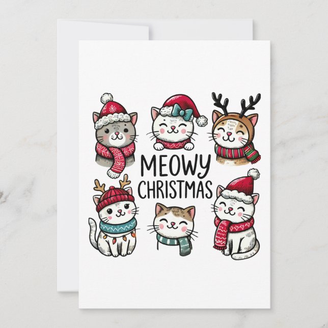 Invitation Amoureux des chats Gift Meowy Noël (Devant)