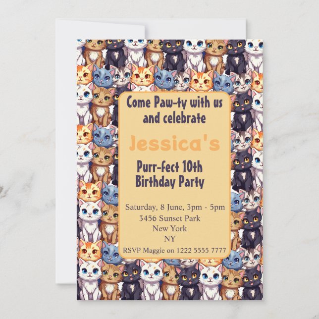 Invitation Amoureux des chats l Come Paw ty avec nous drôle a (Devant)