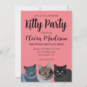 Invitation Amoureux des chats Purrfect Chat Maman Kitty Party