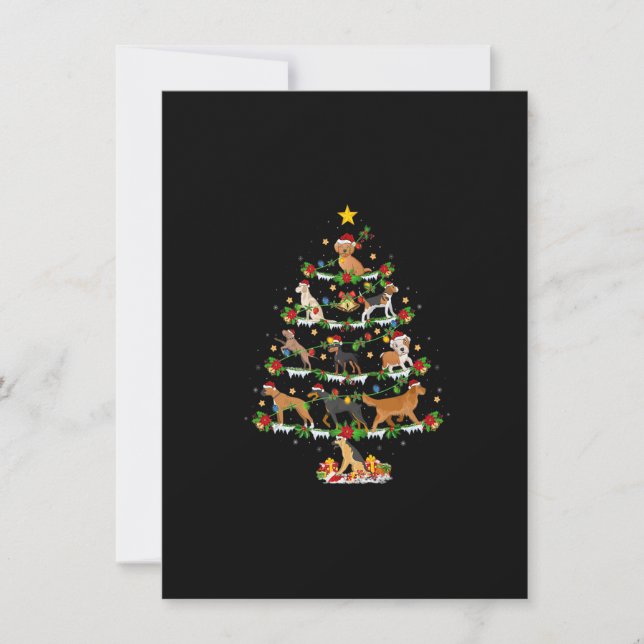 Invitation Amoureux des chiens Xmas Lights Chien Noël Arbre d (Devant)