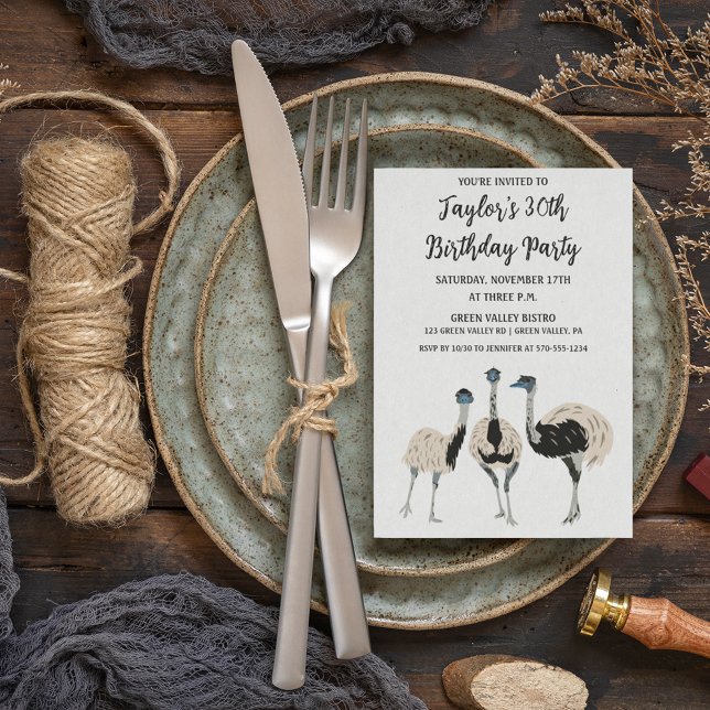 Invitation Amoureux des oiseaux Emu Thématique fête d'anniver (Créateur téléchargé)