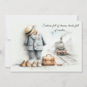 Invitation Amoureux du petit train – Garçon de 1er anniversai