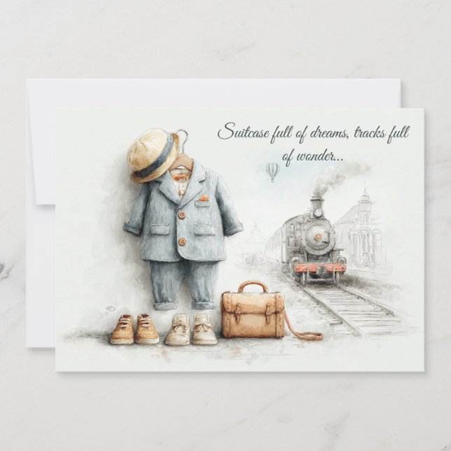 Invitation Amoureux du petit train – Garçon de 1er anniversai (Devant)