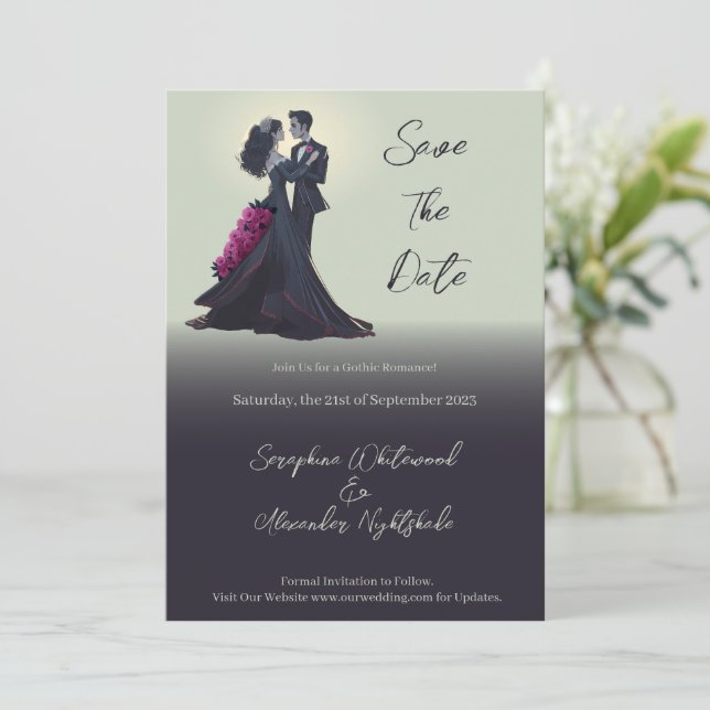 Invitation Amoureux Gothiques Romantiques Minimal Enregistrer (Debout devant)