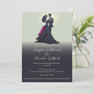 Invitation Amoureux romantique gothique Mariage minimal