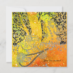 INVITATION AMOUREUX ROMANTIQUES,ROMANCE EN ÉTOILES JAUNE ORAN