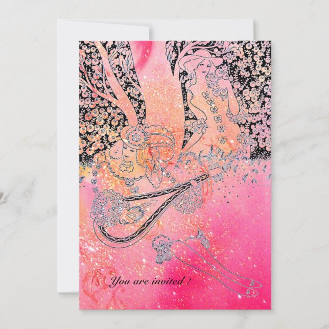 INVITATION AMOUREUX ROMANTIQUES, ROMANCE EN FUCHSIE ROSE PARK (Devant)