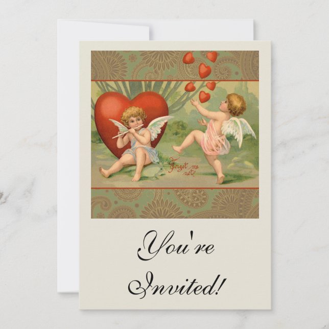 Invitation Amours de Cupidons Antiques de la Saint-Valentin (Devant)