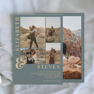 Invitation Ampersand bleu poussiéreux moderne 5 mariage de gr