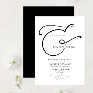 Invitation Ampersand de calligraphie moderne Mariage noir bla