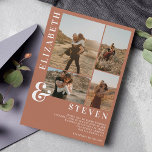 Invitation Ampersand en terre cuite moderne 5 mariage de gril<br><div class="desc">Terre cuite boho moderne et blanc simple décontracté en gras et 5 mariage de grille photo</div>