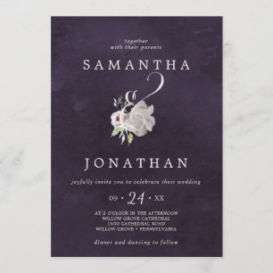 Invitation Ampersand Floral Romance   Mariage de prune
