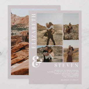 Invitation Ampersand gris lilas moderne 5 mariage de grille p