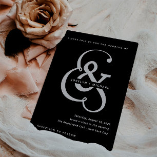 Invitation Ampersand lunaire   Moody Black Mariage