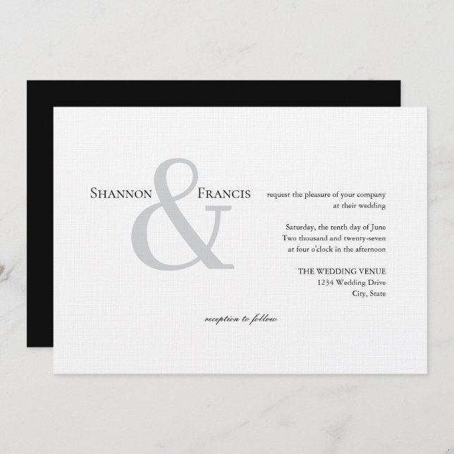 Invitation Ampersand minimaliste moderne (Devant / Derrière)