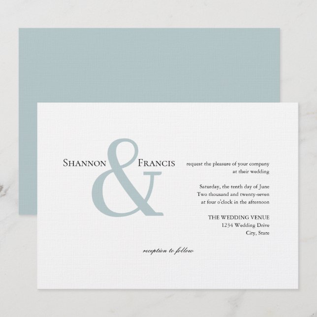Invitation Ampersand minimaliste moderne (Devant / Derrière)