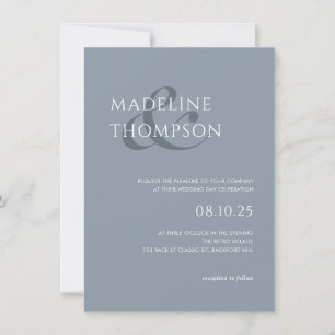 Invitation Ampersand minimaliste moderne Mariage bleu pâle