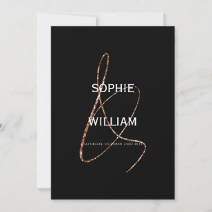 Invitation Ampersand moderne minimaliste Mariage noir