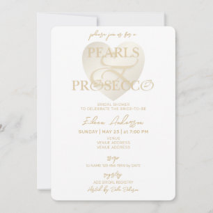 Invitation Ampersand White Pearls & Prosecco Fête des mariées