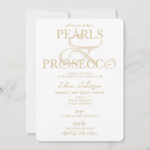 Invitation Ampersand White Pearls & Prosecco Fête des mariées