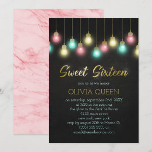 Invitation Ampoules Colorées Fête Sweet Sixteen