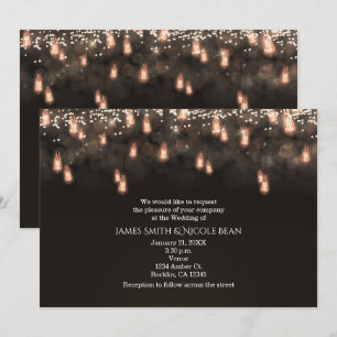 Invitation Ampoules Suspendues Vintage pour Mariage Rustique