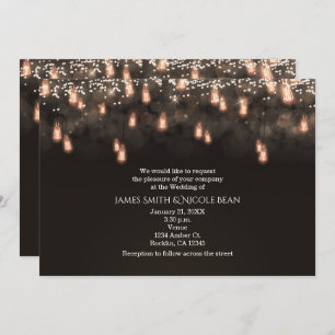 Invitation Ampoules vintages pendantes Mariage rustique