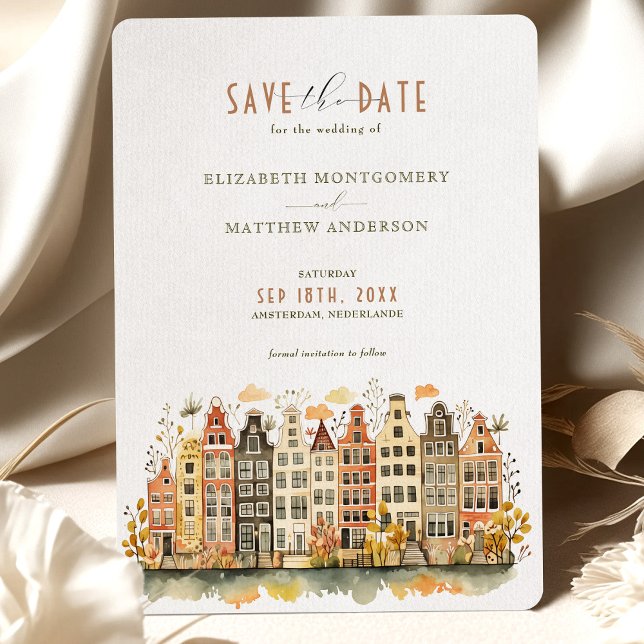 Invitation Amsterdam Skyline Nederlande Save-the-Date (Créateur téléchargé)