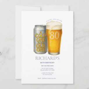 Invitation Amusant 80e anniversaire Cold One pour l'ancien
