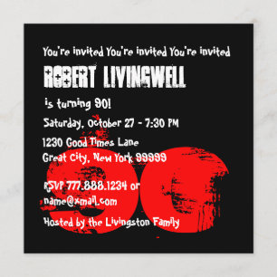 Invitation Amusant 90 ans 90e anniversaire Modèle A01G